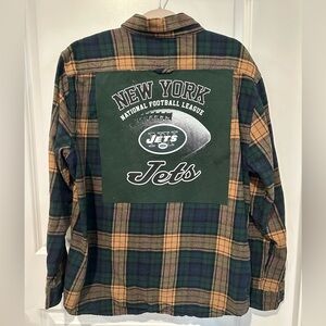 NEW YORK JETS NFL Football tshirt Upcycled flannel shirt XXL or pick size